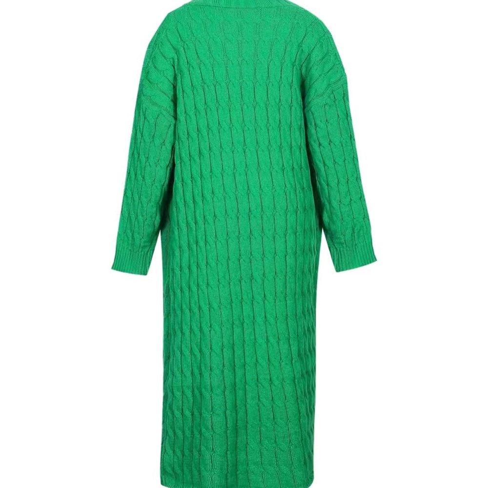 Long Maxi Cardigan Cable Knitted Long Sleeve Open Front Sweater - Picture 8 of 13
